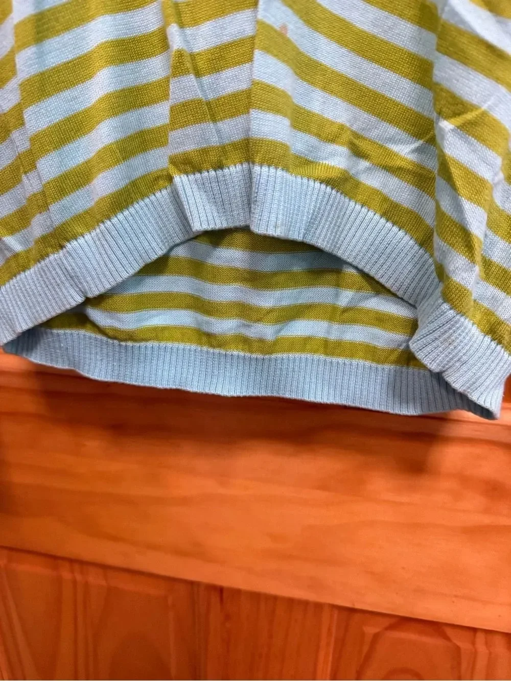 VTG. J. Crew Green and Light Blue Striped Cotton Top size M